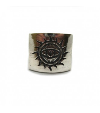 R002000 Genuine sterling silver men's ring Eye and sun solid hallmarked 925 